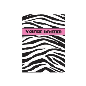 8 Zebra Passion Party Invitations