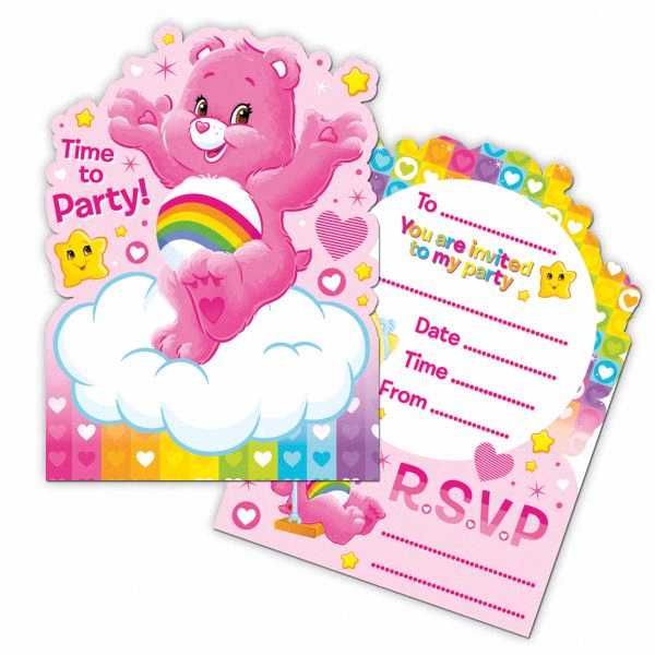 NEW  CARE BEARS CLASSIC 8 INVITATIONS PARTY SUPPLIES 